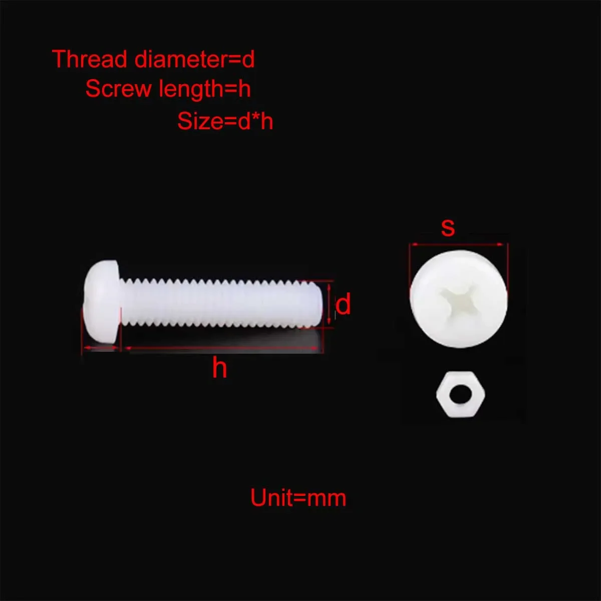 Plastic Nylon Round Head Cross Screw And Nut Combination M2M2.5M3M4M5M6M8