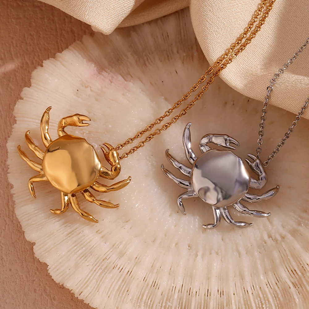 14k Crab Pendant with 2 Diamonds and 14 Yellow Sapphires | Denny Wong