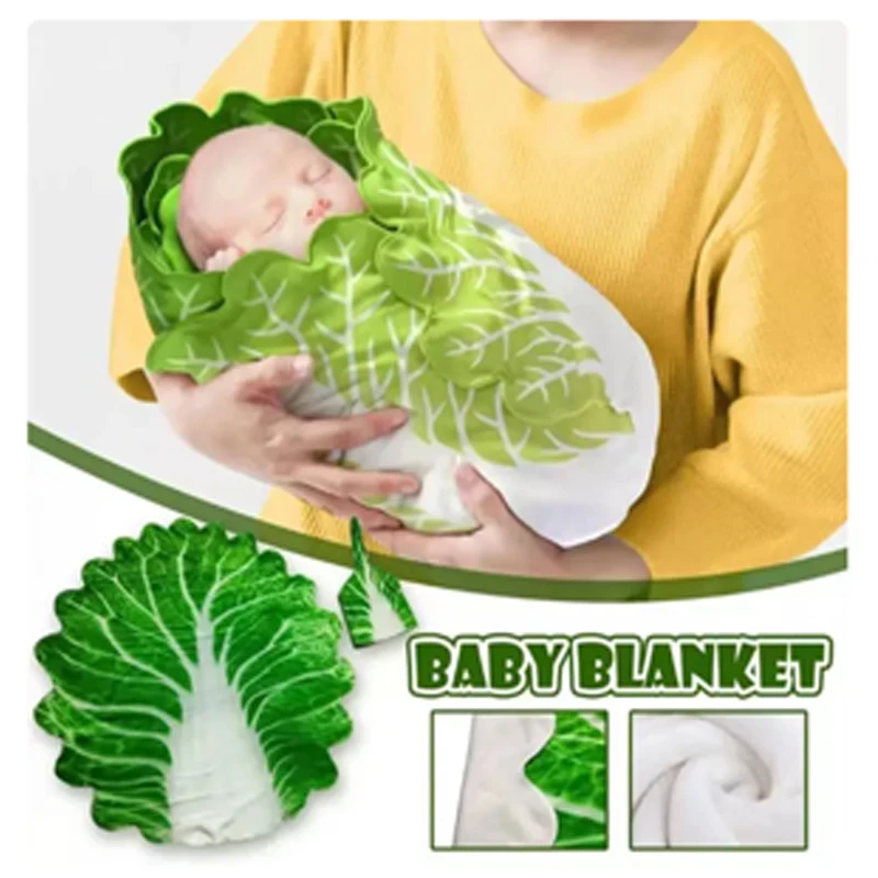 Baby Blanket Baby Flannel Blanket Burrito Baby Wrap Blanket with Hat Pancake Chinese Cabbage Baby Warm Quilt