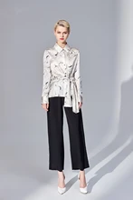 

Rocwickline New Summer and Autumn Women's Shirt Mulberry Silk Celebrities Accessible Luxury Print Turn-down Collar Easy matching