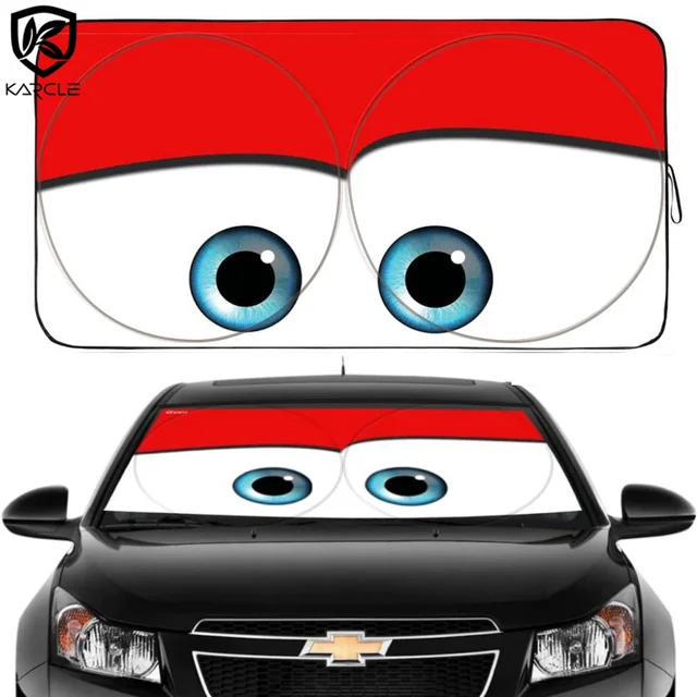 Nyári Rajzfilm Szemek Szélvédő Napfényes Szemüveg Összecsukható Autó Napsütés Elülső Ablak Borító Az Uv Sugárblokkokhoz És A Nap Hővédő Blokkokhoz
