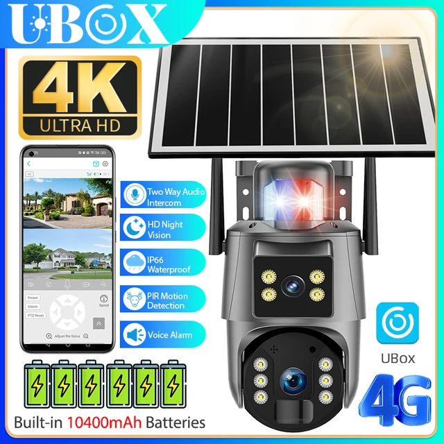 Ubox Camera 4G Solar Cameras 4K 8MP Outdoor Surveillance Camera PIR Human Auto Tracking Security Protection Waterproof Cameras 1