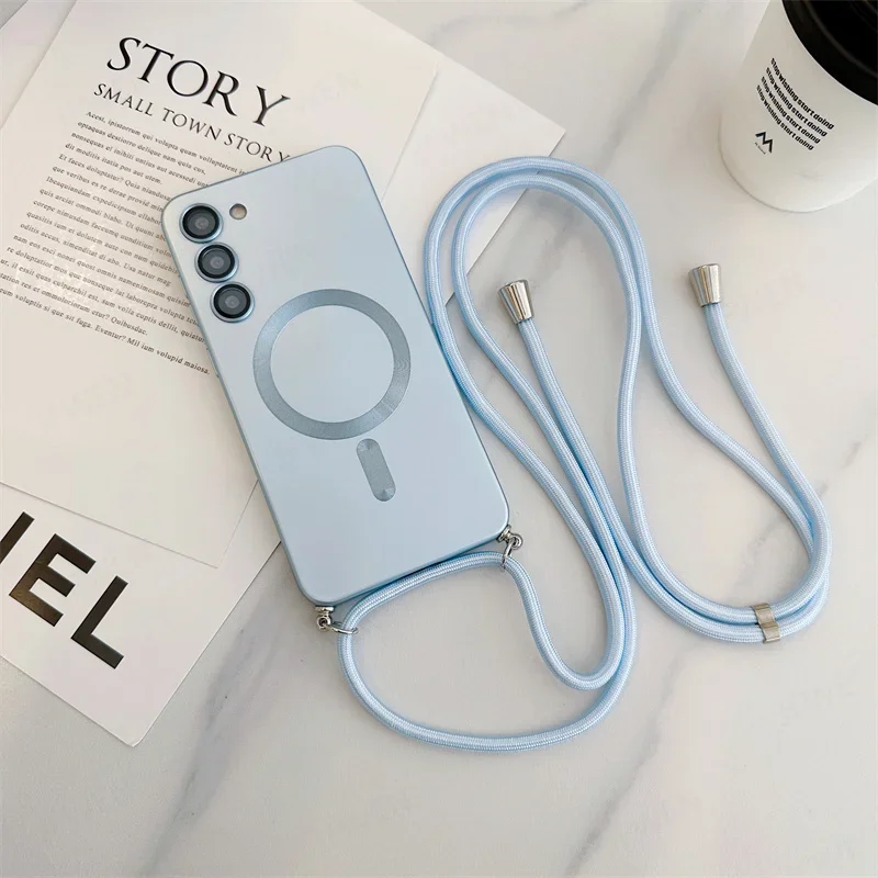 thumbnail image 1 of Crossbody Lanyard Magnetic Case For Samsung Galaxy S24 S23 S22 Plus Ultra S21 FE For Magsafe Camera Protection Soft TPU Cover, 1 of 5