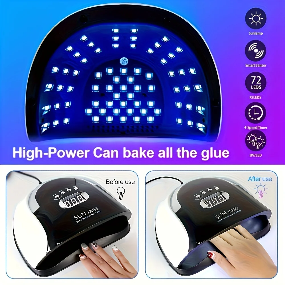 Sun X22 UV LED Lamp For Nail Manicure 72 LEDS Professional Gel Polish Drying Lamps With Timer Auto Sensor Equipment Tools 2