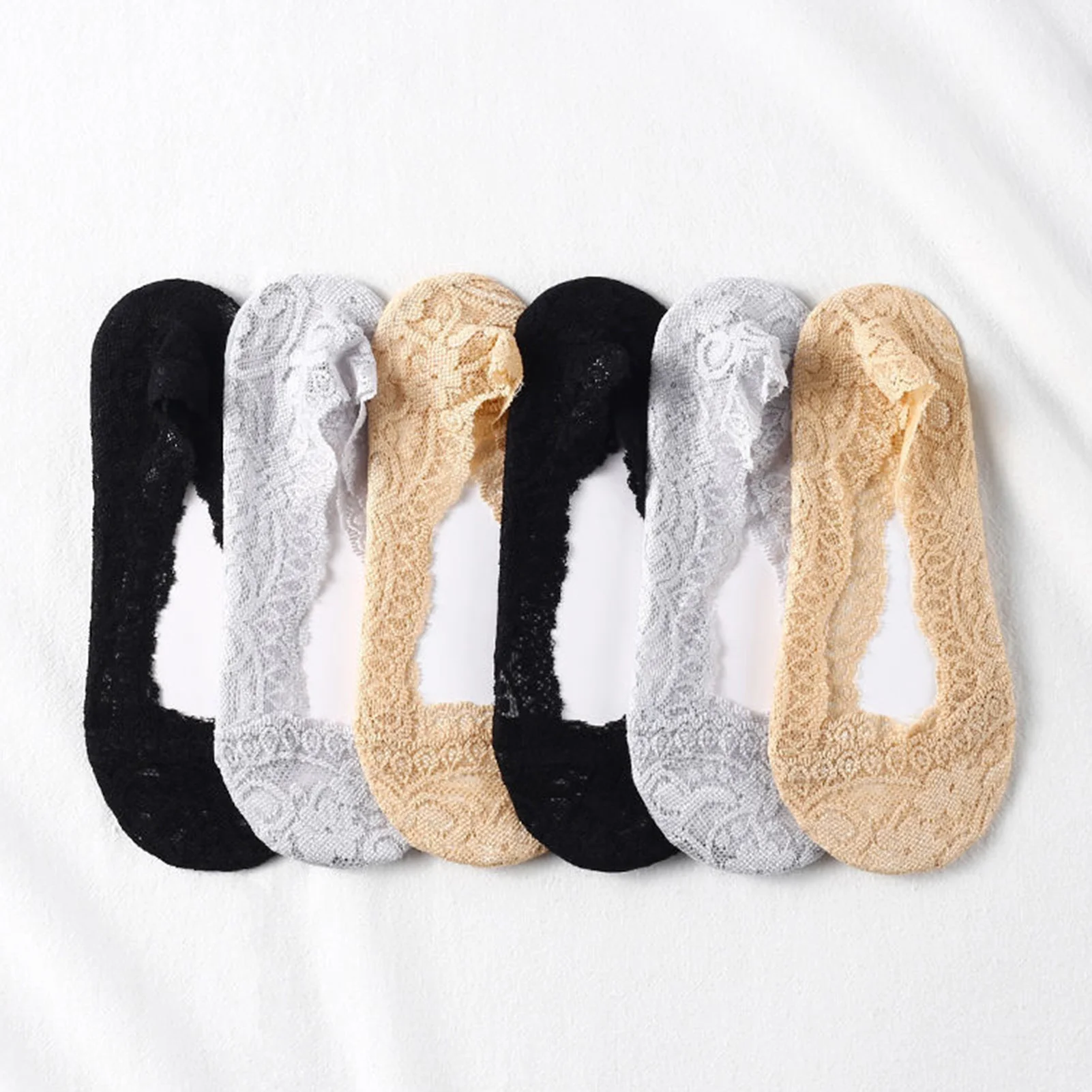 

5 Pairs Summer Invisible Boat Socks Sweat-Absorbing Silk Low Cut Boat Socks for Shopping Camping Walking d88