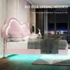 LED Queen Bed Frame for Girls Upholstered Floating Bed with Cute Cloud Headboard, No Box Spring Needed, Leather, Pink 6