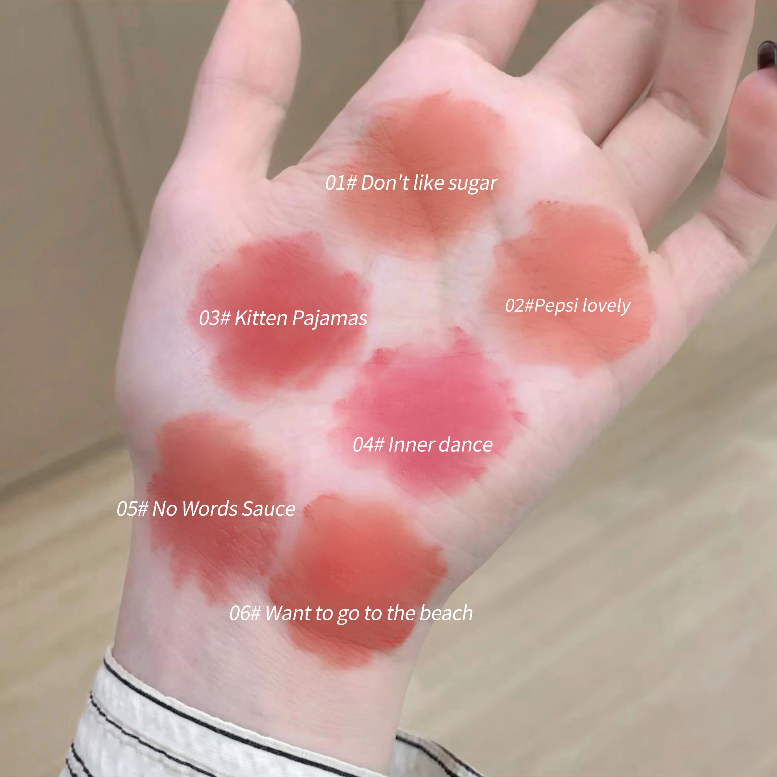 GEGE BEAR Velvet Mist Solid Lip Mud Lip And Cheek Dual-Use Matte Natural Long-Lasting Color Lipstick Lip Glaze 6