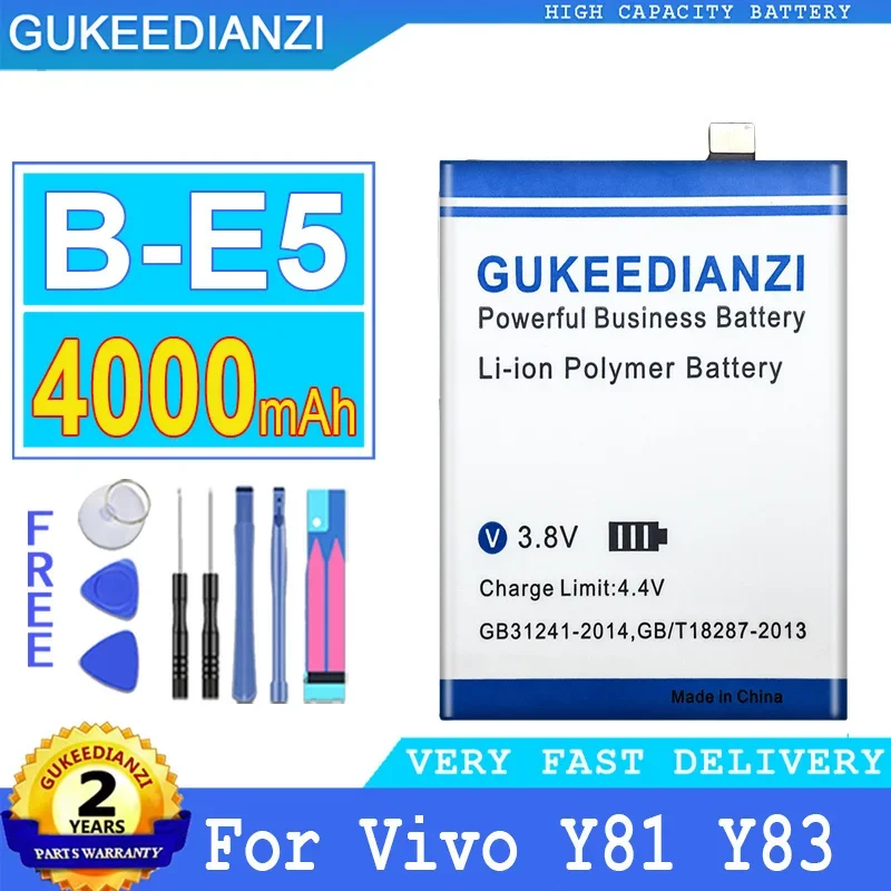 

GUKEEDIANZI Аккумулятор B-E5 для Vivo, Аккумулятор мобильного телефона, 4000 мАч, 1802, 1808, Y81S, Y83A, Y81, Y83, Y83A, Y1732T, V1732A