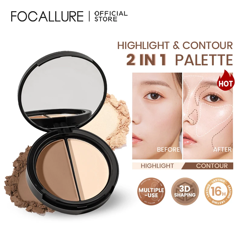 

FOCALLURE Matte Highlighter Palette Long-Lasting Shimmer Face Bronzers Contour Illuminator Natural Blush Powder Makeup Cosmetics