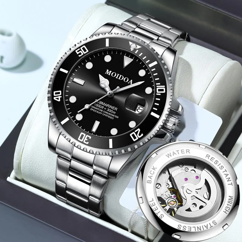 Nouvelle montre de vente chaude vert eau fantôme Double face boucle papillon creux Tourbillon montre hommes nuit lueur calendrier marée montre étanche_voghion.com