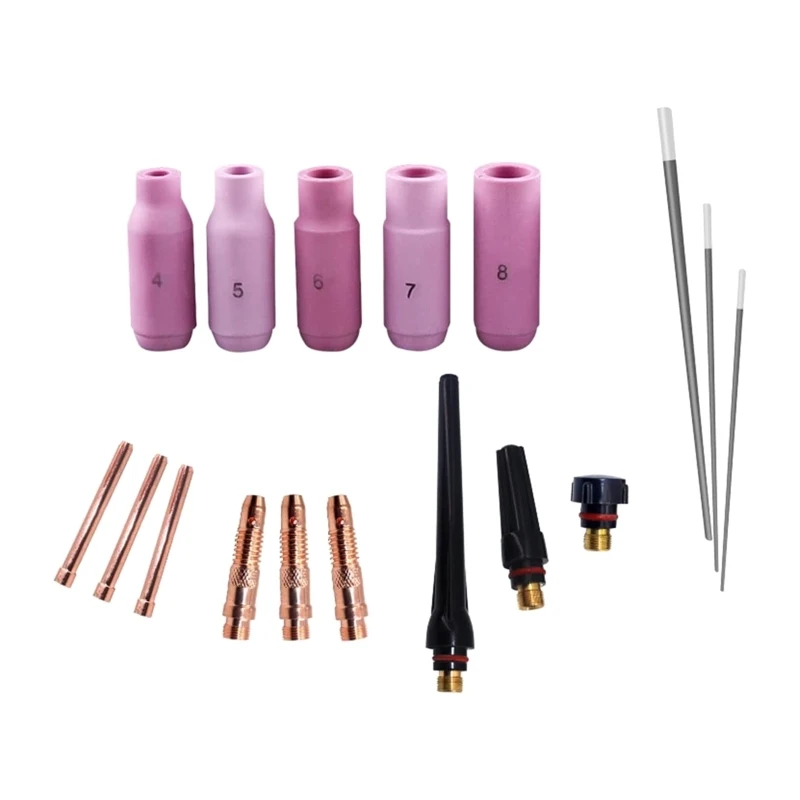 Upgraded Welding Welder Torch Kit Accessories Argon Arc Welding Parts Kit Compact Size Used for 17/18/26 Tig Welding 5