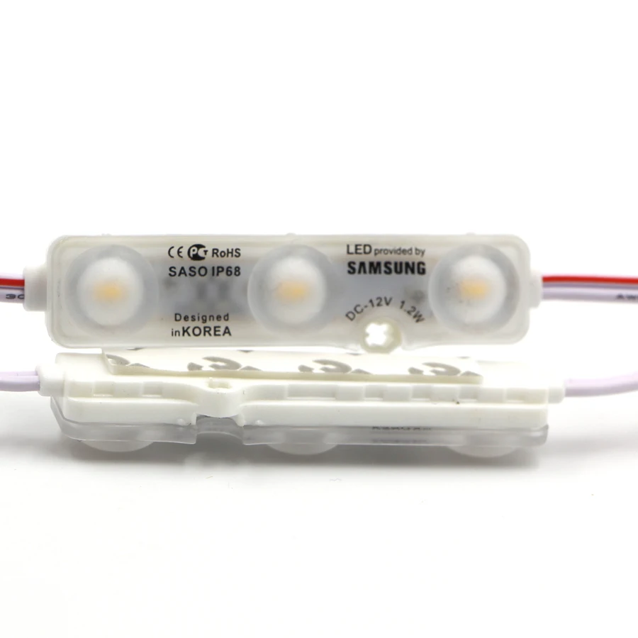 50pcs 5730 SMD LED Module Lighting IP67 Waterproof 3 LED Back Lights DC12V 1.5W Mirror Light Red Blue Green White Led Module