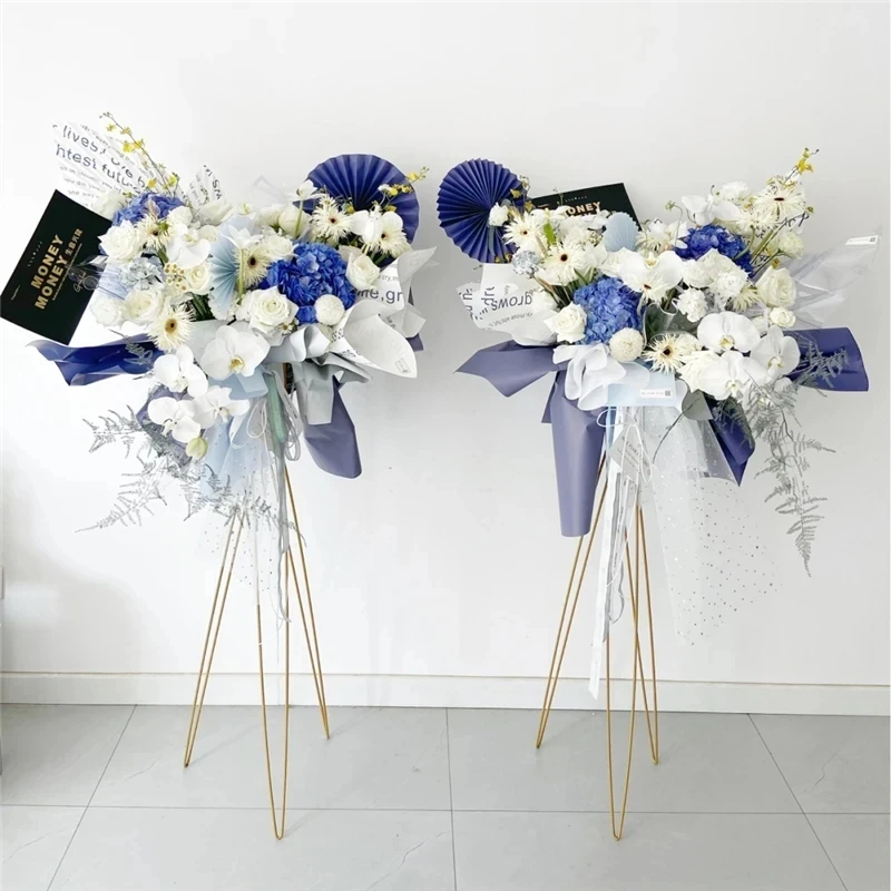 2/6/10Pcs Wedding Party Luxury Gold Flower Basket Stand Road Guide Tripod Flower Stand Balloon Shelf Home Decoration Props