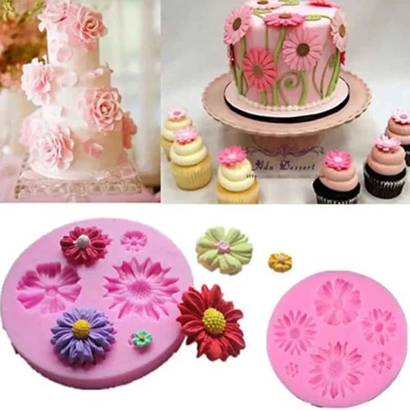 3D Daisy Flower Silicone Molds Fondant Craft Cake Chocolate Ice Pastry Baking Mould Fondant Tools Creative Handmade Molds