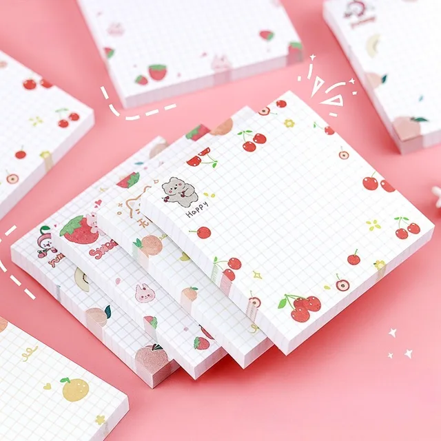 100sheets Kids Cartoon Fruit Pattern Sticker Posted It Memo Grid Paper Notebook Message Sticky Notes Notepad Pads Posits Sticker 2