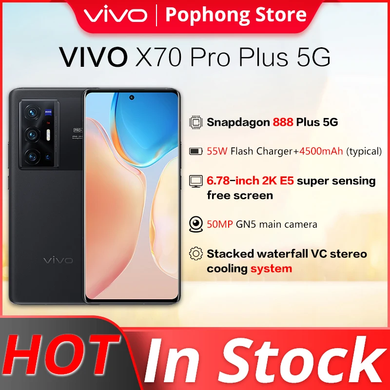 Vivo-오리지널 X70 프로 플러스 5G 휴대 전화, 6.78 인치, 120Hz AMOLED 곡선 스크린, 스냅드래곤 888 플러스 50MP 쿼드 카메라 NFC