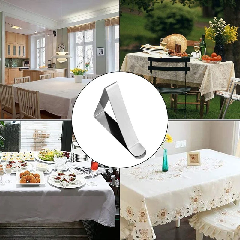 4 Pcs Stainless Steel Tablecloth Clip,Non-Slip Adjustable Table Cover Clamps Clip Table Cloth Holders For Party Picnic 3