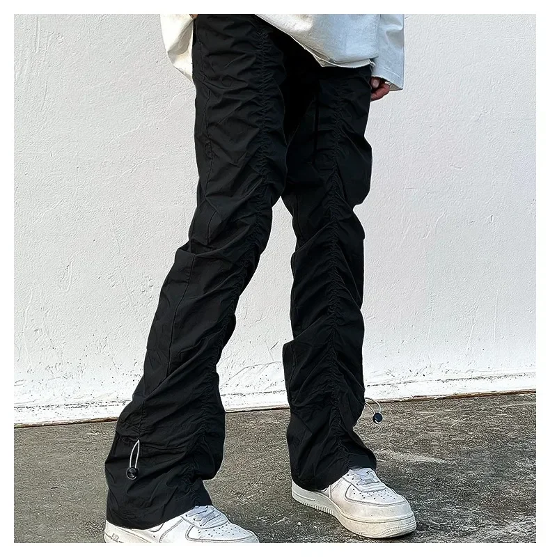 Sets With Pants Man Harajuku Punk Men's Streetwear Black Hip Hop Fashion Clothing Casual Tactical Trousers Y2k Goth Flared