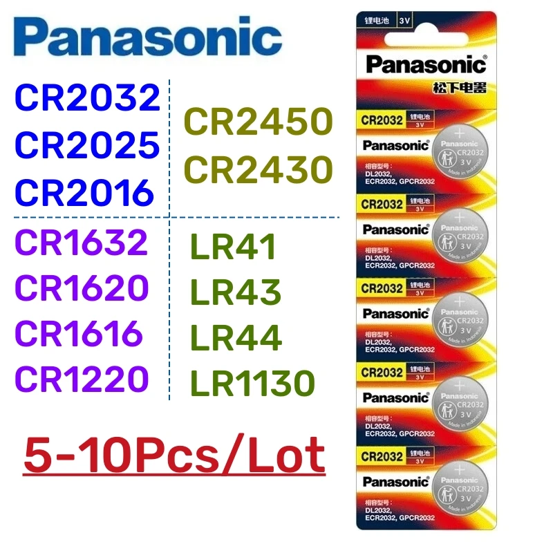 Power Tool Battery 5-10Pcs Original Panasonic CR2032 CR CR2016 batteria CR1632 CR1220 CR1616 CR1620 CR2450 CR2430 LR41 LR1130 LR43 LR44