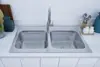 33x19 Kitchen Sink Drop in For Mobile Homes Stainless Steel Deep Double Bowl Sound Pads and Thermal Insulation Coating 1