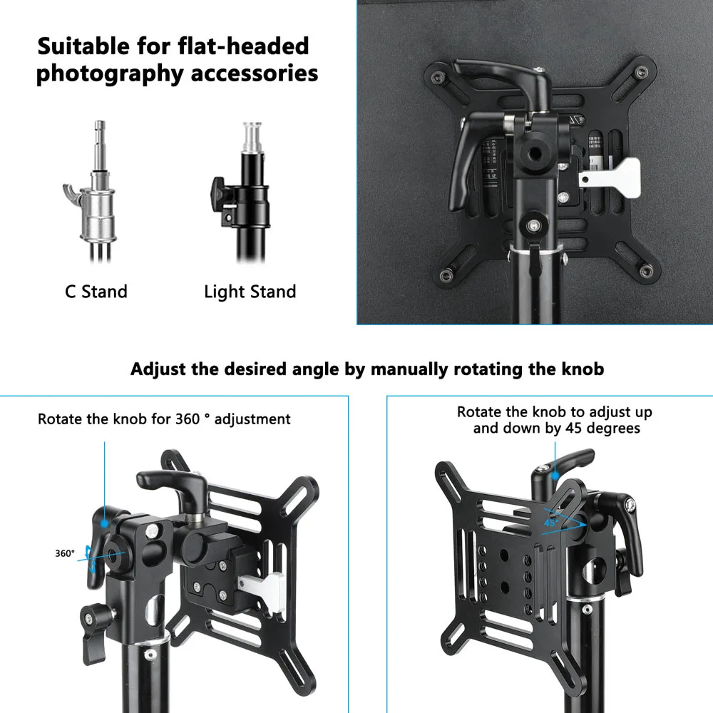 Adjustable VESA Monitor Bracket with with 360° Pan and 5/8" Pole Mount Onto C-S