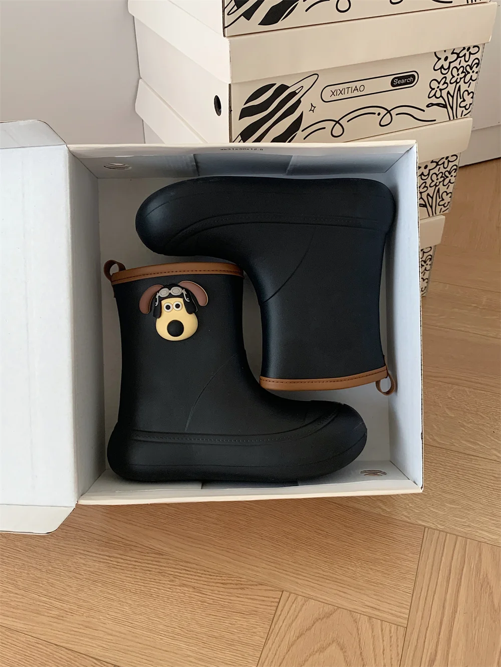 Baby Boy Girl Cute Dog Parent-child Rain Boots Ins Outdoor 2023 Summer Women Water Shoes Casual Anti Slip Waterproof Rain Boots