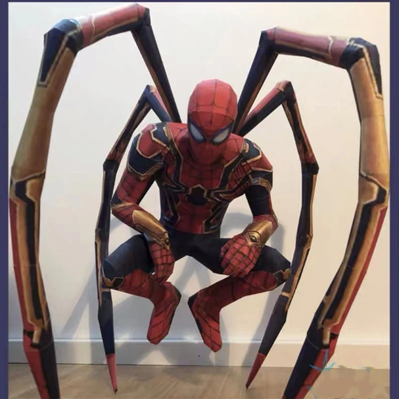38cm Iron Spider Man 3D Paper Model Papercraft DIY Hand-made Origami Puzzle Toys The Avengers Desktop Decor Wall Decoration