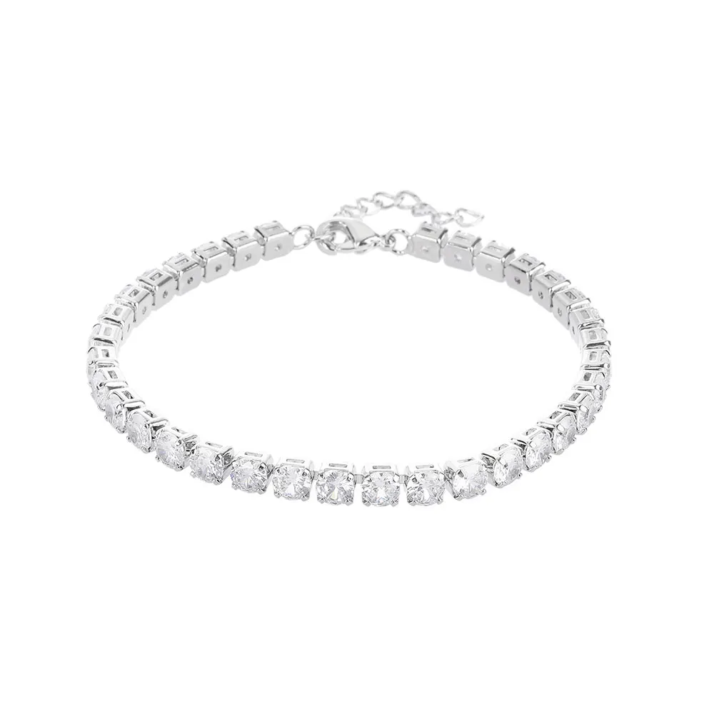 

Poulisa S925 3MM Tennis Bracelet Cubic Zirconia 925 Sterling Silver Tenis Chain Bracelets Micro Pave 4MM Zircon 18K Gold Plated