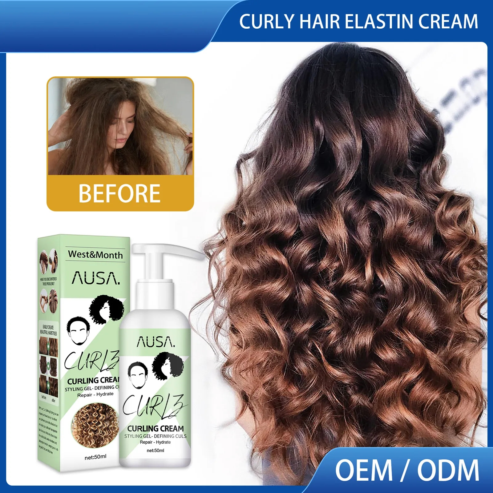 Description Picture 5 of item50ml Curly Curlie Revive Spray Enhances Natural Wave Curl Boost Cream Fluffy Hair Styling Products