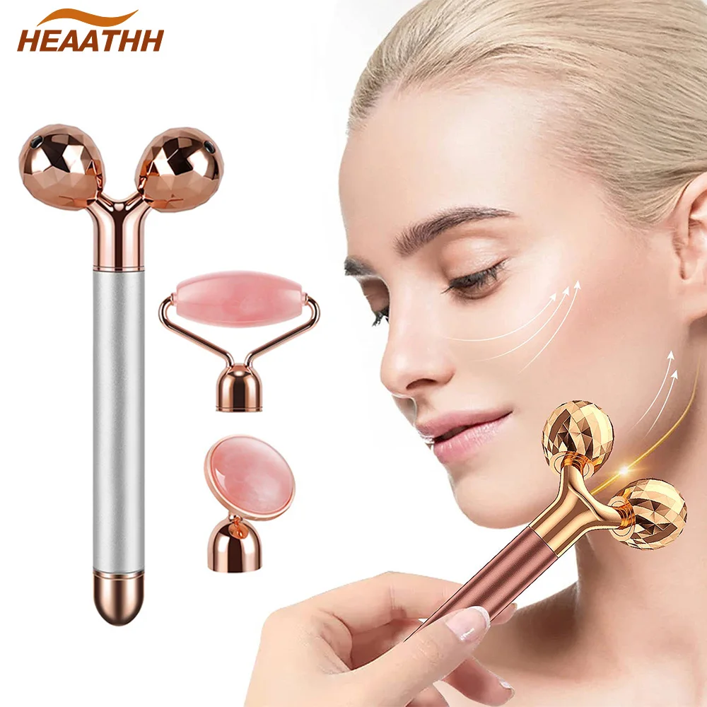 3-IN-1 Jade Stone Face Roller Massager Under Eye Press Massager Face Skin Remove Wrinkles Reduce Puffiness Massage Relax Beauty face oil remove roller control rolling stone matte makeup natural volcanic skin care tool facial cleaning absorption roller ball