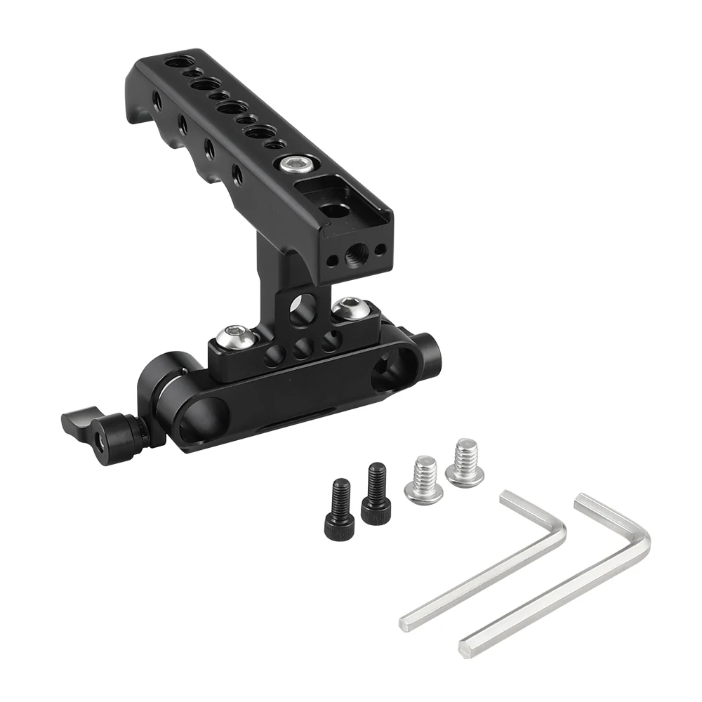 Top Cheese Handgrip With Shoe Mount & 15mm Dual Rod Clamp Adapter For DSLR Camer