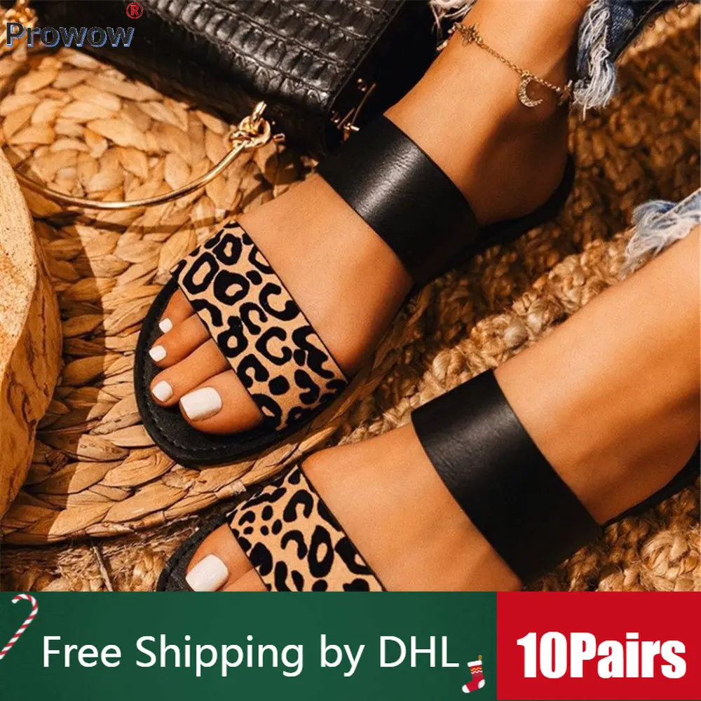 

10 Pairs Bulk Women Slippers Casual Leopard Print Hyaline Flip Flops 2023 Summer Fashion Slipper Holiday Sandals Wholesale 9381