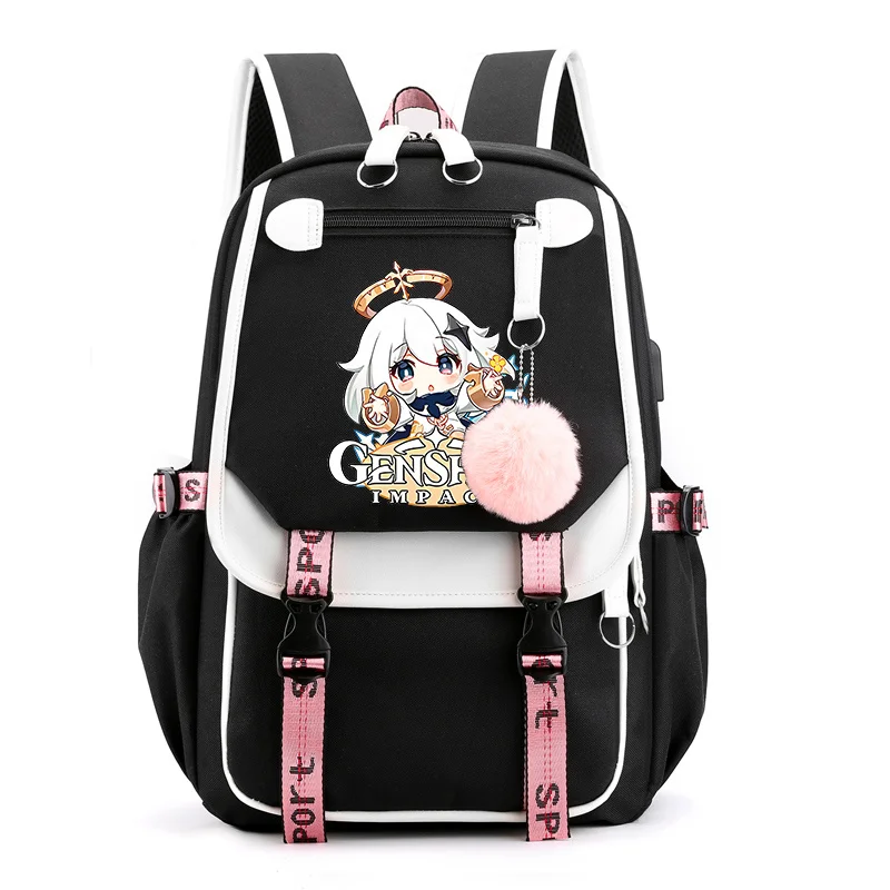 Genshin Impact Print Backpacks for Boys Kids Student Cute Schoolbag Bookbags Laptop Bag Daypack Rucksack with USB Charging Port 2