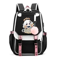 Genshin Impact Print Backpacks for Boys Kids Student Cute Schoolbag Bookbags Laptop Bag Daypack Rucksack with USB Charging Port 2