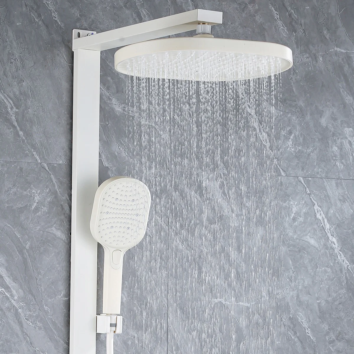Back Spray Piano Digital Bathroom Shower System Faucet Rain Shower Head White Spa Waist Spray Piano Thermostatic Bath Shower Set 5