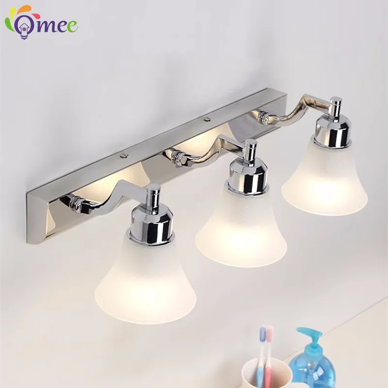 Retro Cosmetic Mirror lamp 3heads E14 LED European makeup Light Vanity Bathroom Wall lights Chrome Cabinet lighting Decoration