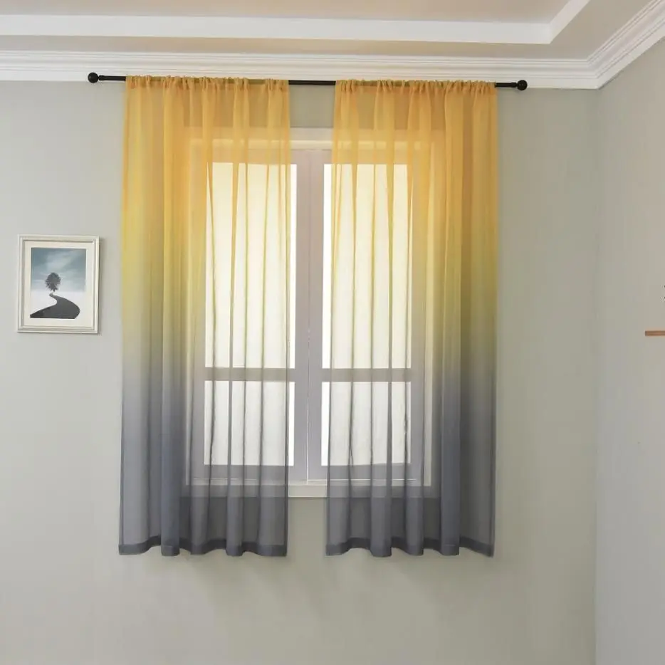 Window Curtain Rainbow Gradient Color for Living Room Kitchen Blue Tulle Drape Purple Voile Sheer Fabrics sheer curtains,window curtains,decor curtains,light filtering curtains