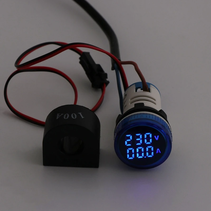 

22mm 2 In 1 Digital Voltmeter Ammeter AC 50-500V 0-100A Electrical Components Automotive Parts Easy to install DropShipping