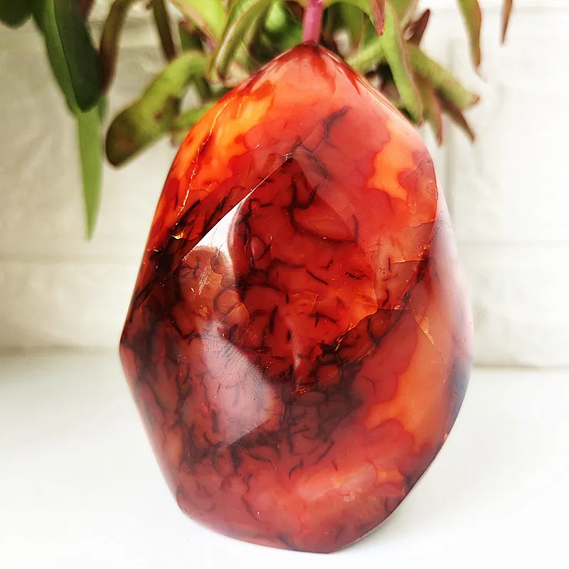 Antorcha de cornalina de cristal de llama de ágata roja de piedra Natural, curación de energía espiritual y Feng Shui, decoración de habitación de escritorio Maison Ho