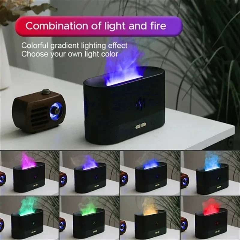 Ultrasonic Aroma Diffuser Air Humidifier Essential Oil Flame Lamp Cool Mist Maker With LED Light For Home Office Decor