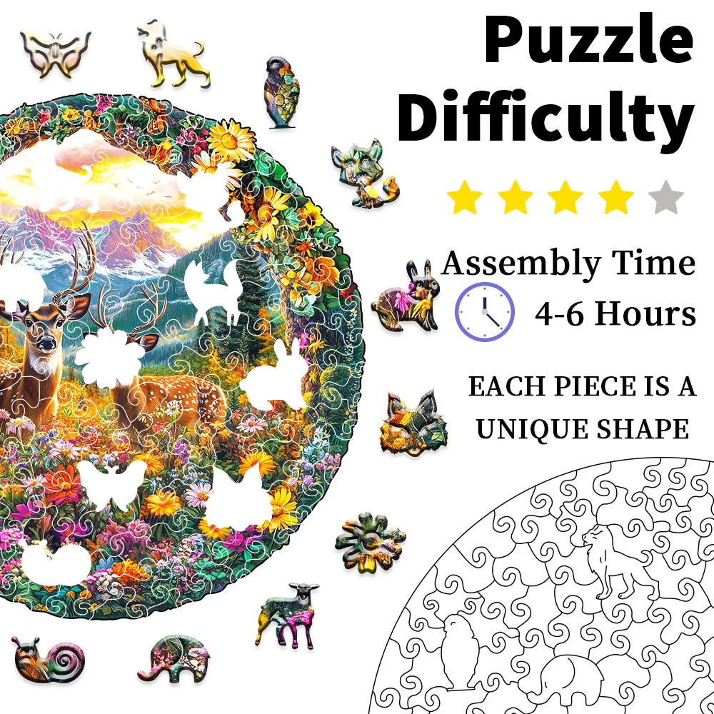 Forest Deer 3D Wooden Puzzle Adult Relaxation Craft Gift Challenge Family Game Gift for Male and Female Elderly jigsaw puzzles,wooden jigsaw puzzles,wooden puzzle toys,educational puzzles,mini jigsaw puzzle