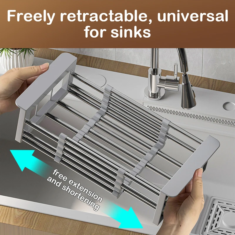 Retractable Drain Basket For Kitchen Sink Storage Basket For Washing Fruits And Vegetables Multifunctional Drain Rack 3