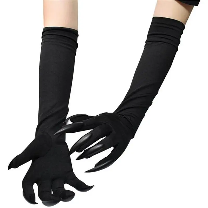 Halloween Costume Paw Gloves Halloween Nails Gloves Long Nails Clown Claws Ghost Paw Glove Witch Devil Paw Hand Covers Fancy cool halloween gloves long ghost claw dress up gloves fashion black long nails cosplay halloween funny gloves