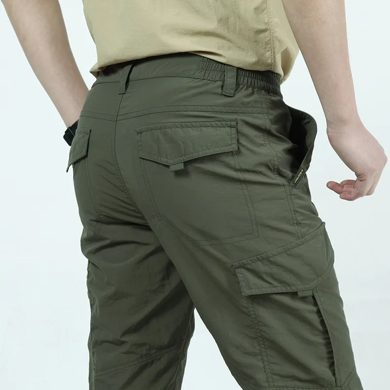 Thin Army Military Pants Tactical Cargo Trousers Men Waterproof Quick Dry Breathable Pants Male Casual Slim Bottom Trouser 4XL 4