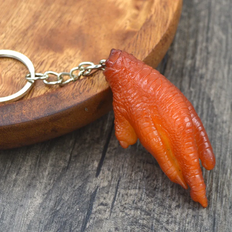 Creative simulation food key chain PVC model Gift Soft glue fake braised pork belly pork trotter roast chicken pendant 4