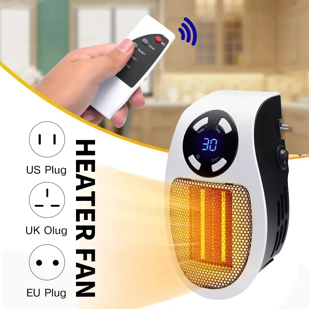 500W Mini Portable Heater for Home Small Bathroom Heating Fans Wall Mounted PTC Ceramic Electric Heater With Remote Control