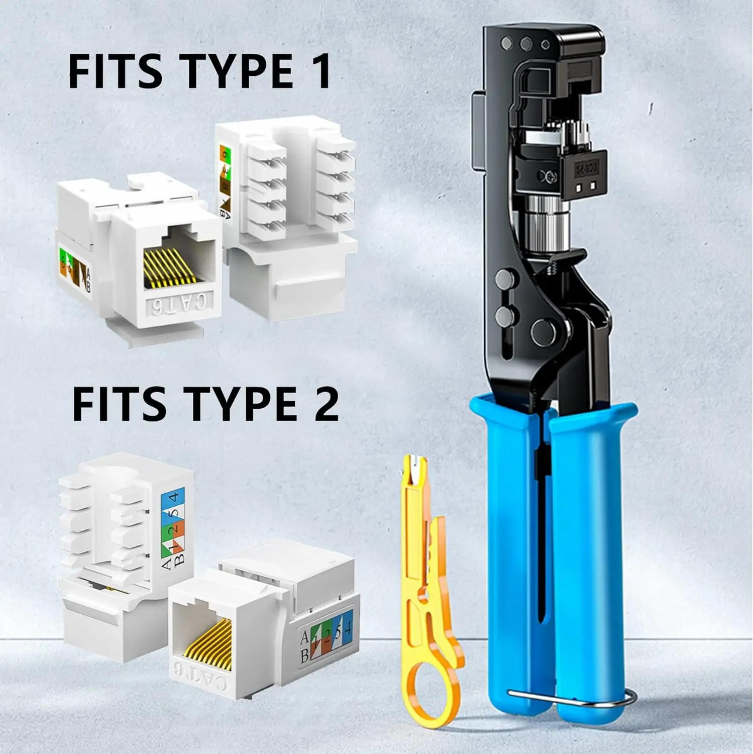 Zoerax-keystone Jack Punch Down Ferramenta 90 Graus Modular Específico Fit Cat5 5e Cat6 6a Adaptador Terminação Rápida Crimper - Imagem 2