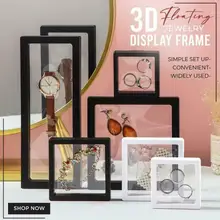 

3D Floating Picture Frame Shadow Box Jewelry Display Stand Ring Pendant Holder Protect Jewellery Stone Presentation Case