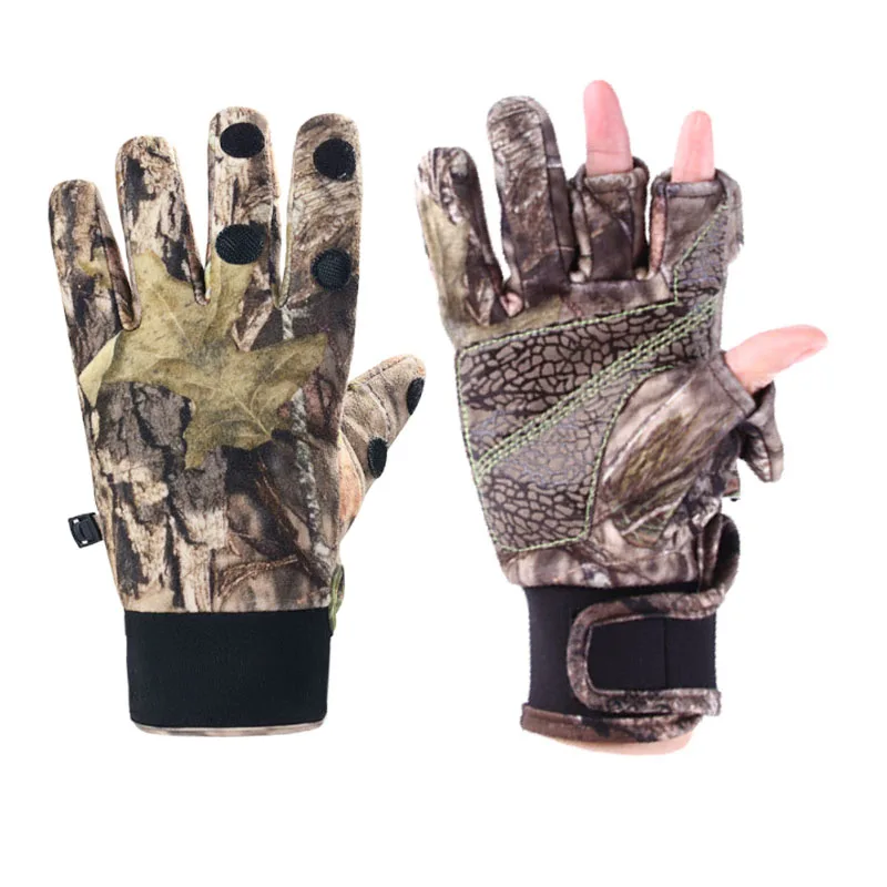 Winter Windproof Velour Gloves Thick Cotton Finger Cutting Outdoor Sports Fishing Hunting Shooting HVIP