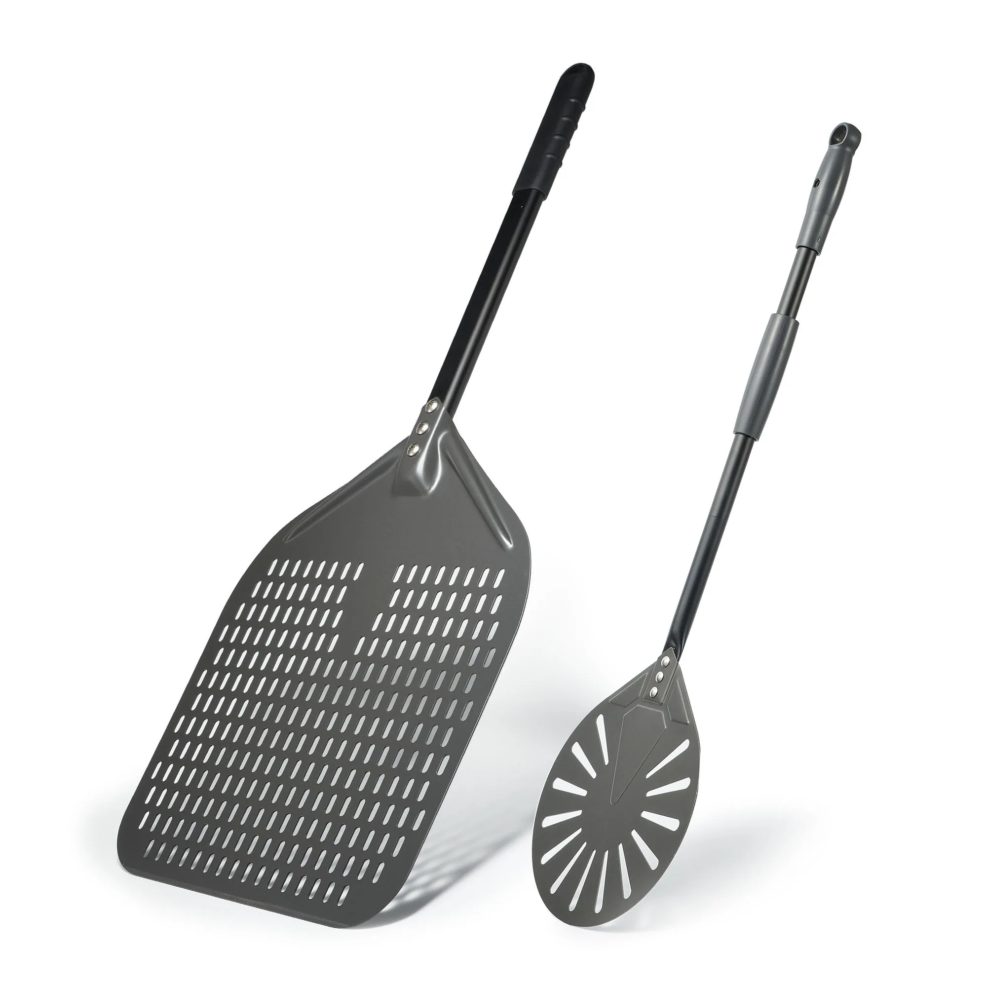 Pizza Peel 12" Hard Anodized Perforated Pizza Peel Rectangle Pizza Turning Shovel Set Aluminum Peel Paddle 40cm Long Silicone Handle pizza peel,pizza bakeware